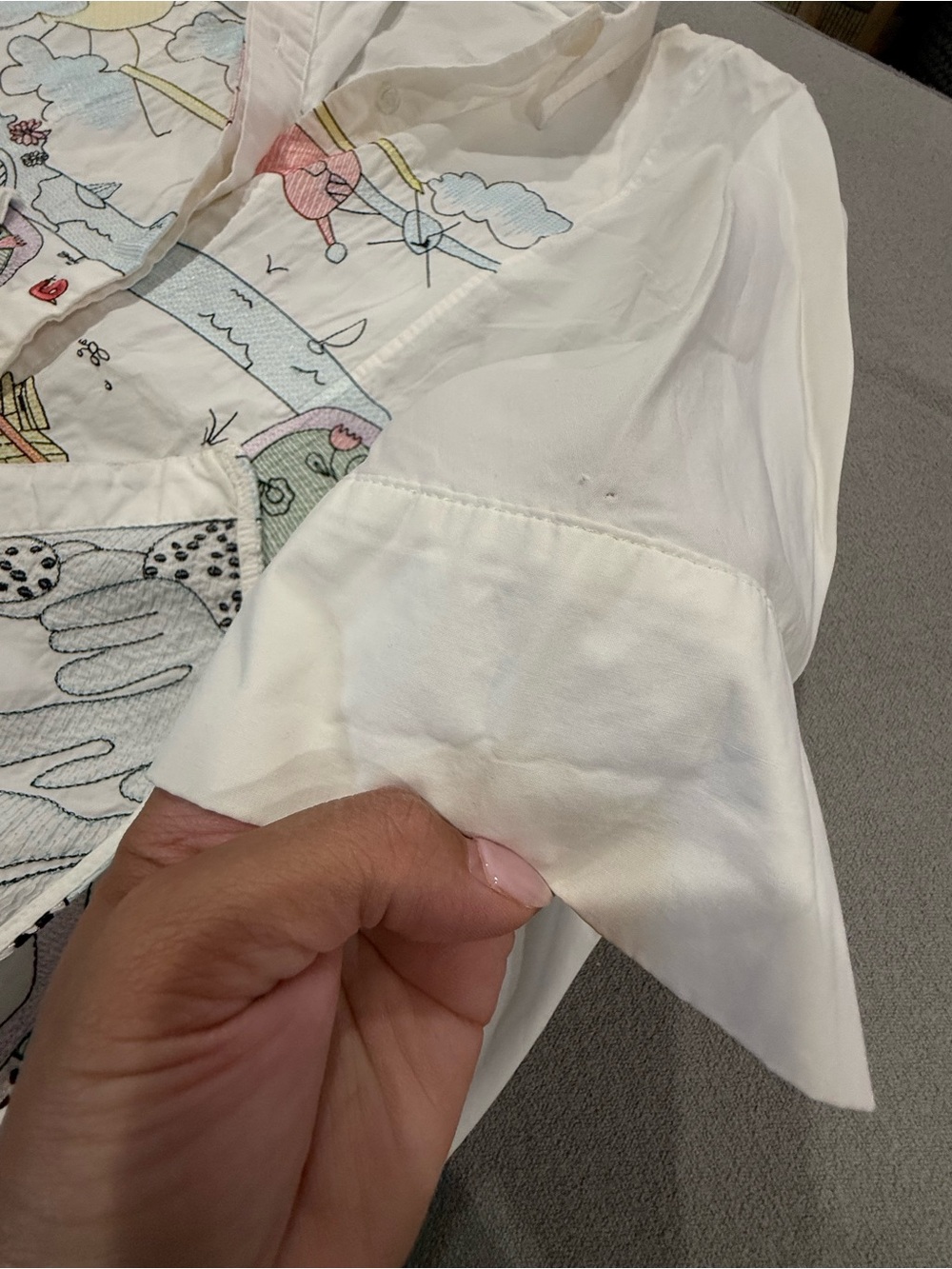 Eisle White Embroidered Desert Landscape Oversized Button Down Shirt - Picture 5 of 13
